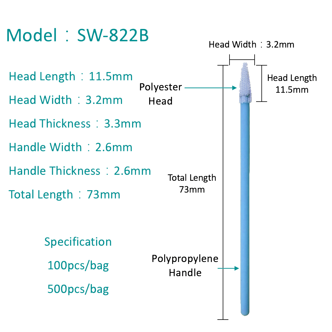 SW-822B Swab โพลีเอสเตอร์การดูดซับสูง