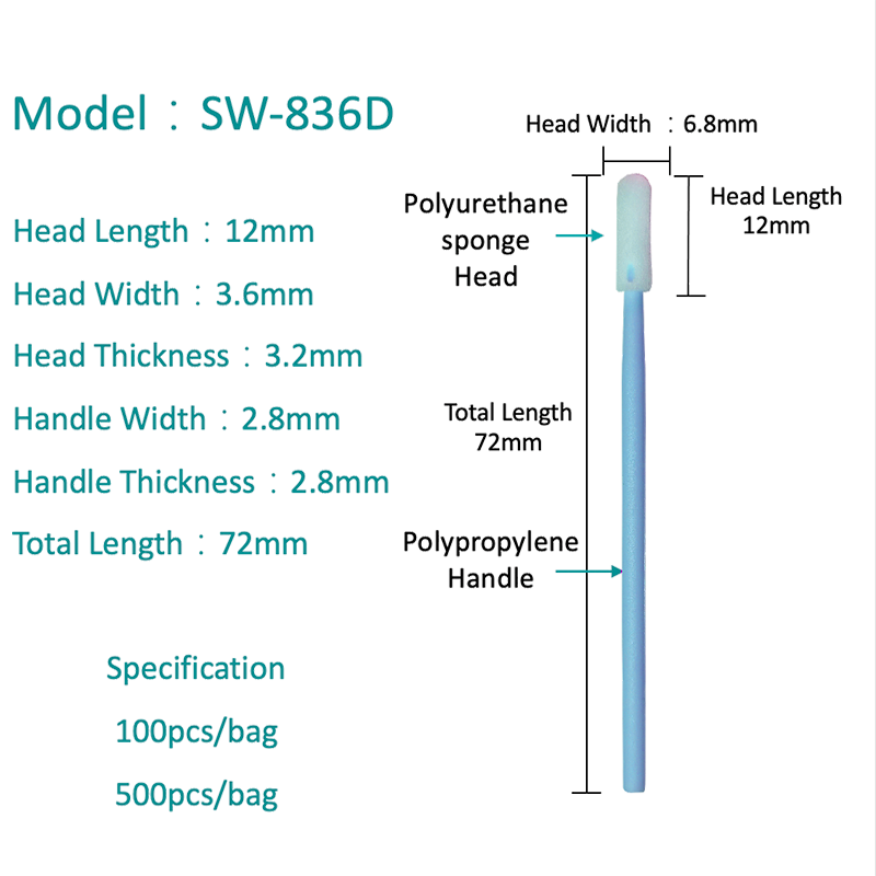 SW-836D Flex Tip Foam Cleanroom Swab