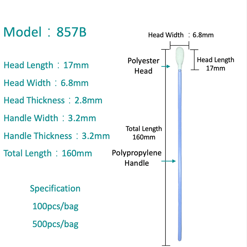 SW-857B Tip Fine Precision Fiber Polyester Cleanroom Swab