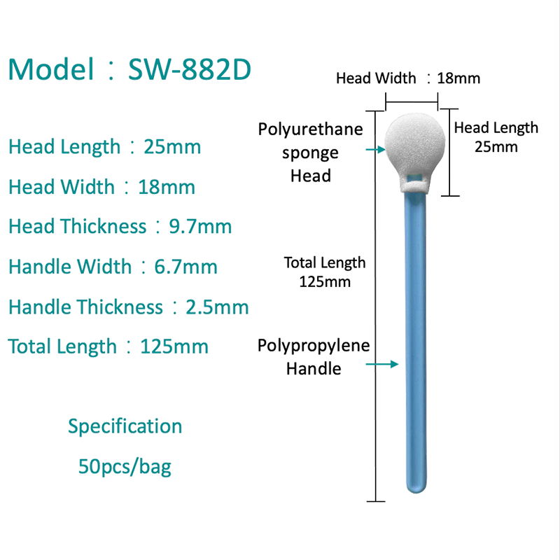 SW-882D LINT Free Industrial Cleanroom Round Sponge Swab